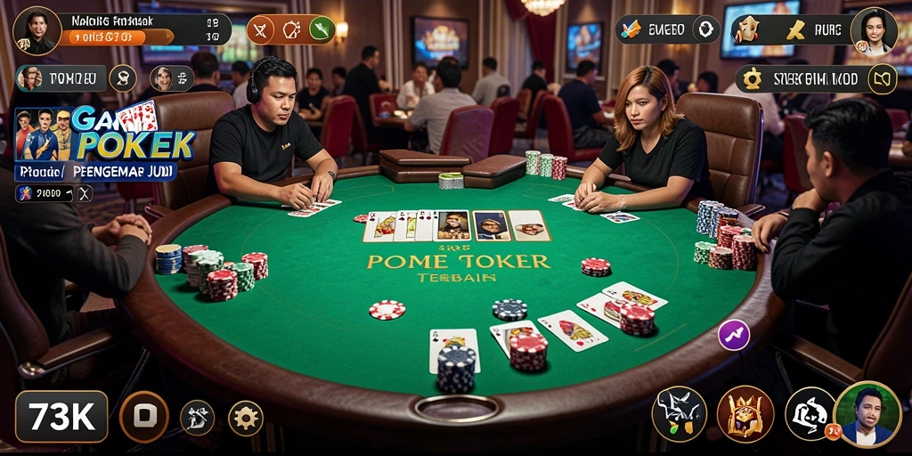 Tampilan gameplay seru dalam 73K dengan pemain yang antusias.
