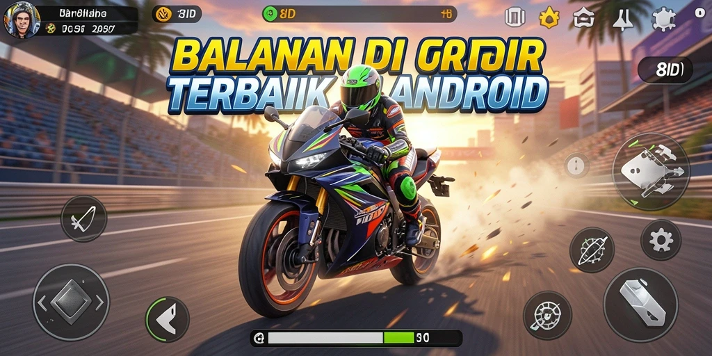 Screenshot 8ID menampilkan aksi balapan motor yang cepat dan mendebarkan.