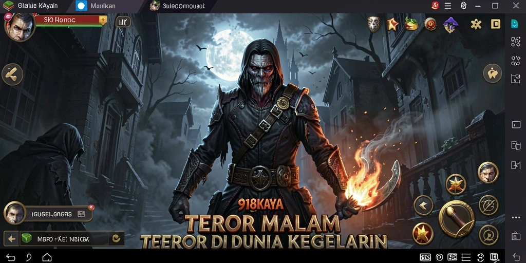 Screenshot gameplay menegangkan dari 918KAYA yang memperlihatkan suasana gelap.