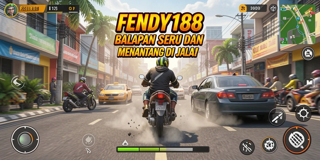 Screenshot gameplay <strong>FENDY188</strong> menampilkan balapan seru di jalanan.