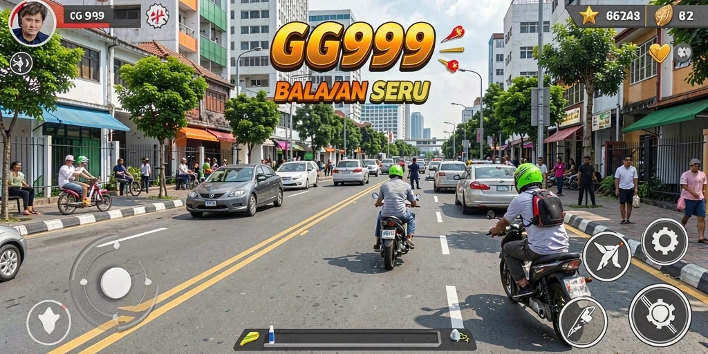 Tampilan gameplay GG999 dengan mobil balap yang memukau.