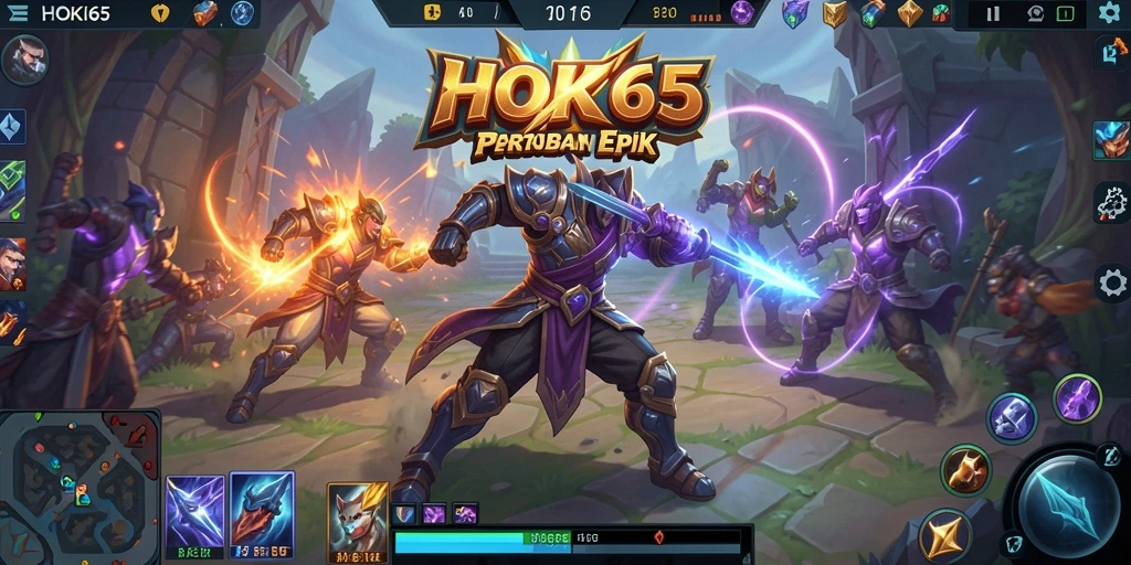 Screenshot gameplay HOKI65 yang menunjukkan pertarungan tim yang intens.