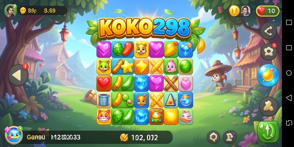 Tampilan gameplay KOKO288 yang penuh warna dan seru.