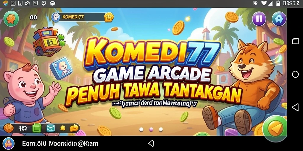 Screenshot gameplay <strong>KOMEDI77</strong> menampilkan aksi seru dan karakter lucu.