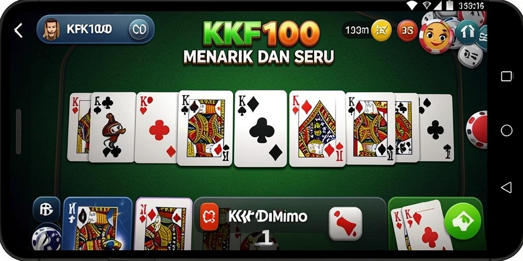 Layar gameplay KPK100 yang penuh aksi Domino seru.