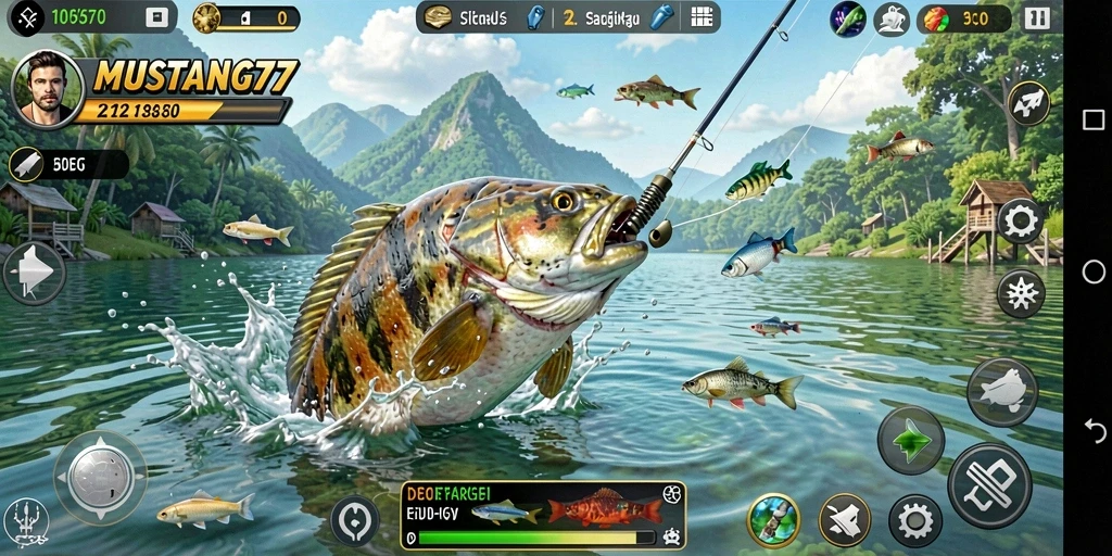 Tangkapan ikan yang besar dalam gameplay MUSTANG77 yang seru.