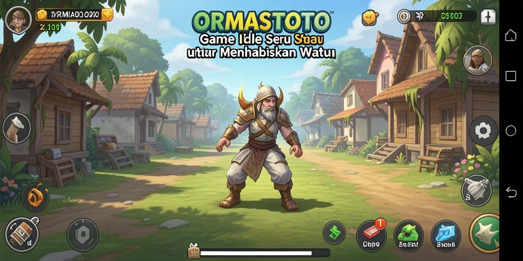 Tampilan gameplay menarik dari ORMASTOTO yang menggambarkan kemajuan karakter secara otomatis.