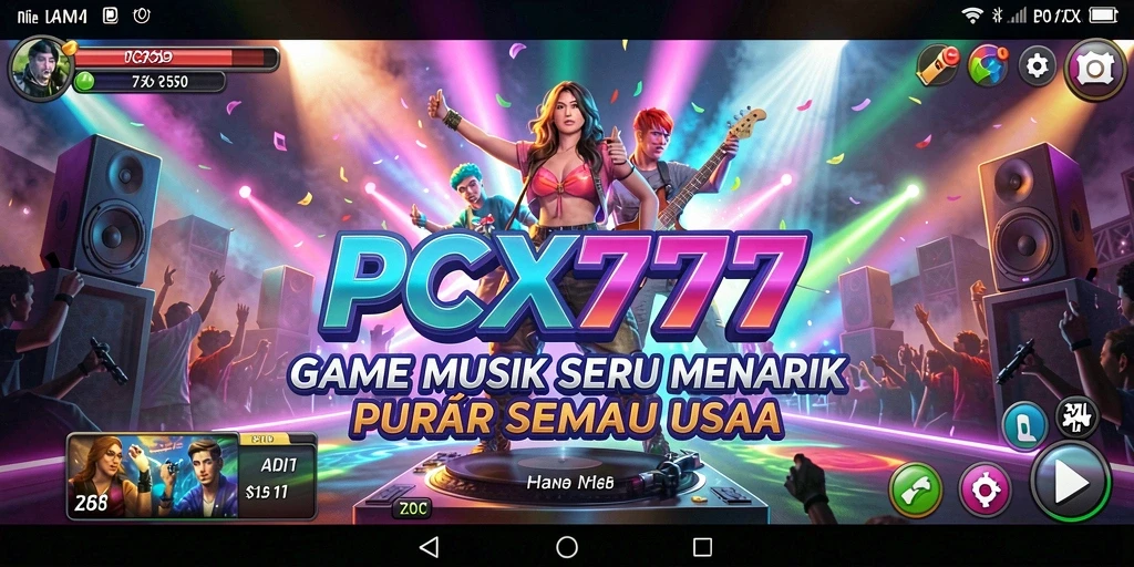 Screenshot gameplay PCX777 menunjukkan keseruan permainan musik interaktif.
