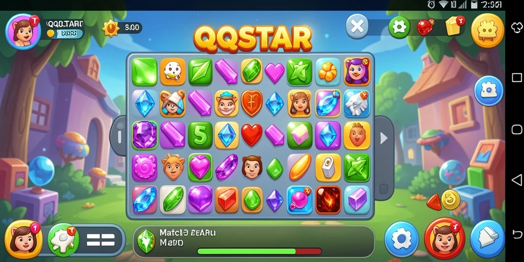 Tampilan gameplay QQSTAR yang seru dengan tantangan Match-3.