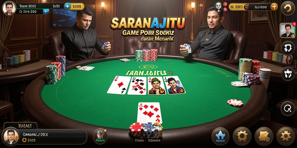 Screenshot permainan poker dengan grafis menarik di SARANAJITU.