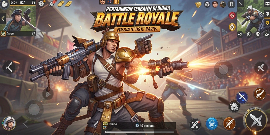 Screenshot menampilkan aksi seru di dalam arena Battle Royale.