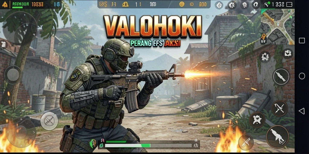 Tampilan gameplay VALOHOKI saat beraksi dalam pertempuran FPS yang intens.