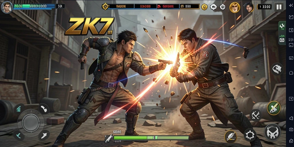 Tampilan gameplay ZK7 yang mendebarkan dan penuh aksi.